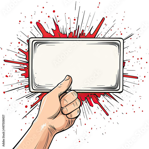 Hand holding blank sign, graphic design