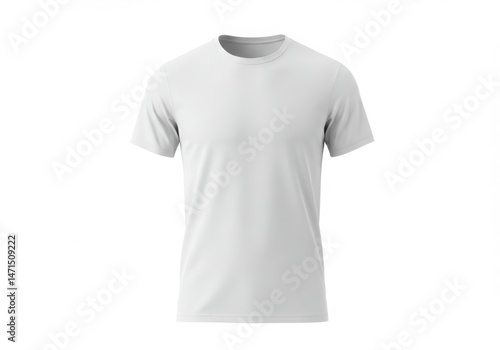 White t-shirt mockup on white background for fashion, apparel, and design presentation