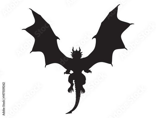 DRAGON SILHOUETTE WHITE BACKGROUND
