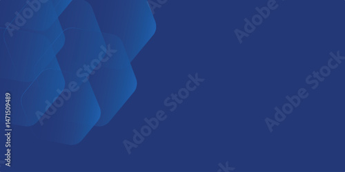 Modern abstract blue background with glowing geometric lines. Blue gradient hexagon shape design. Futuristic technology concept.