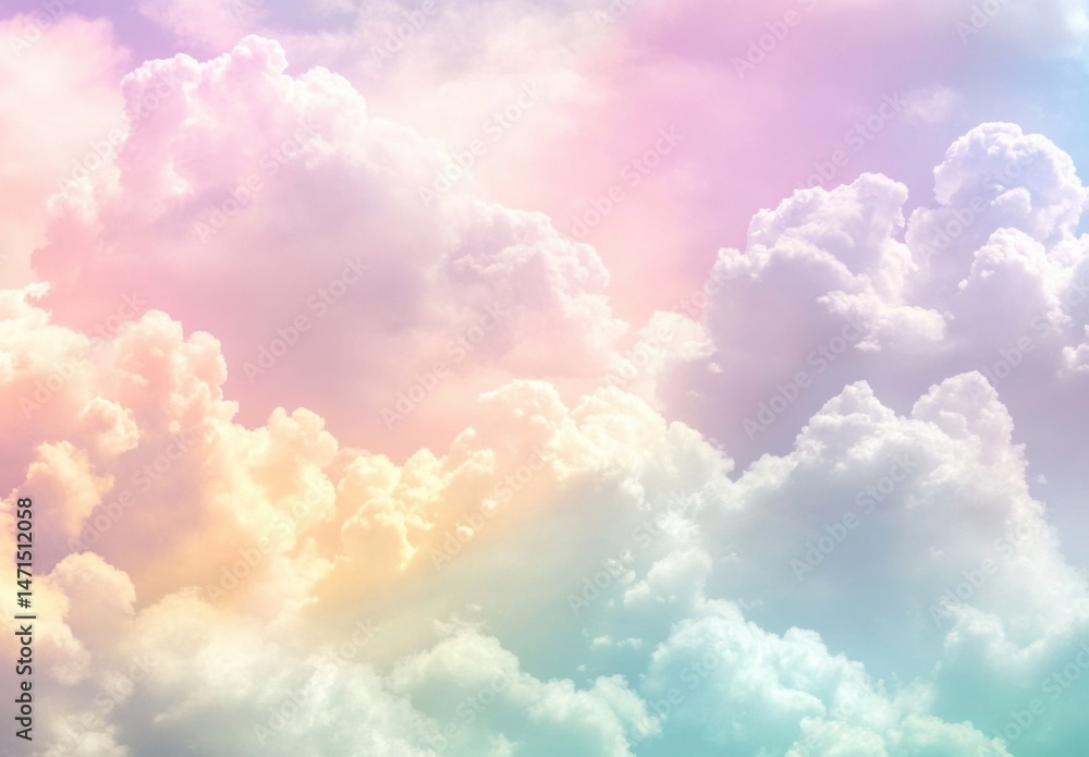 Pastel-colored cloudscape, a dreamy, soft, and ethereal image of fluffy cumulus clouds illuminated by a gentle, diffused light, creating a serene and peaceful atmosphere. : Generative AI Pastel-colored cloudscape, a dreamy, soft, and ethereal image of fluffy cumulus clouds illuminated by a gentle, diffused light, creating a serene and peaceful atmosphere. : Generative AI