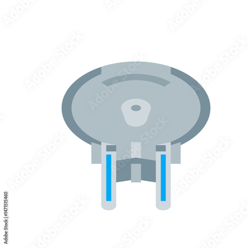 Illustration of a starship with a circular saucer section and two warp nacelles in a minimalist style