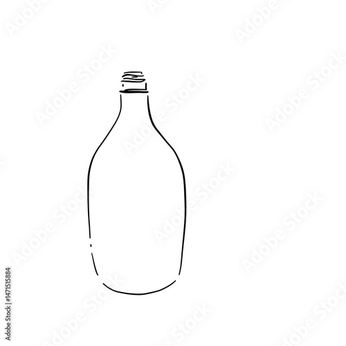 Modern organic line art wine bottle