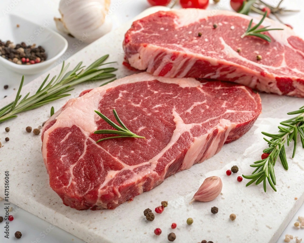 raw beef steak with rosemary raw beef steak with rosemary