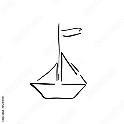 Whimsical line art boat