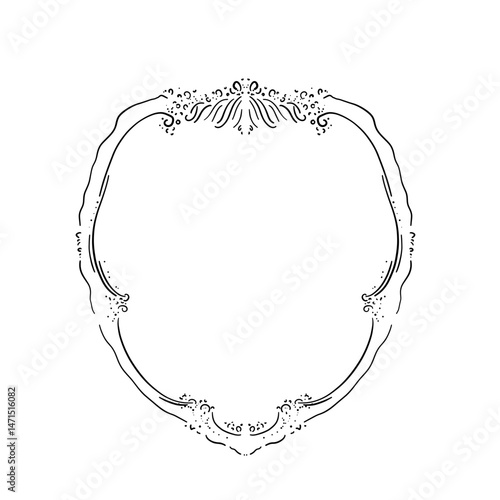 Elegant vintage style hand drawn mirror frame