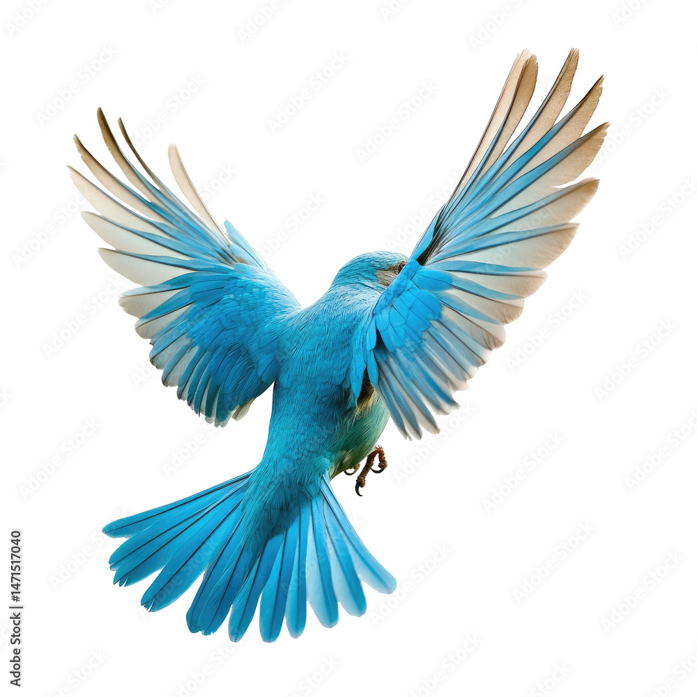 Fototapeta premium Vibrant Blue Bird in Flight