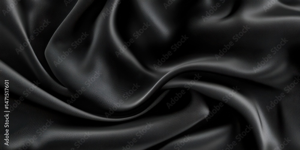 Obraz premium Dramatic folds of dark gray silk fabric, showcasing its luxurious texture and subtle sheen. Perfect for elegant design projects or fashion backgrounds. : Generative AI
