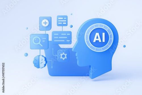 Agentic AI Workflow Automation, Artificial Intelligence Driven Decision-Making Concept Illustration. Copy Space Background. Machine Learning, Technology Capabilities