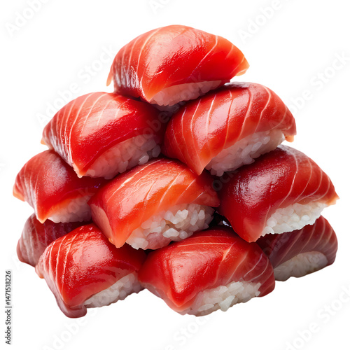 Delicious Salmon Sushi: A Stack of Fresh, Red Fish Nigiri