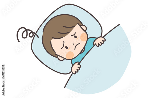 眠れなくて困る子供のイラスト