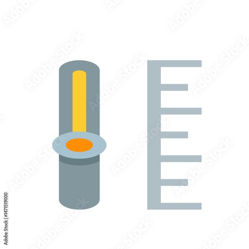 Illustration of a gray slider with a yellow bar and orange circle next to a light gray ladder shape