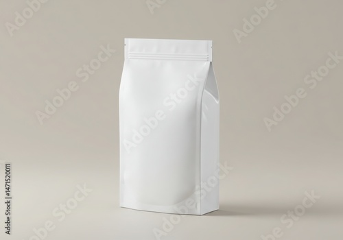 Blank pouch mockup on gray background for food, coffee, or product packaging design, branding, and marketing presentation