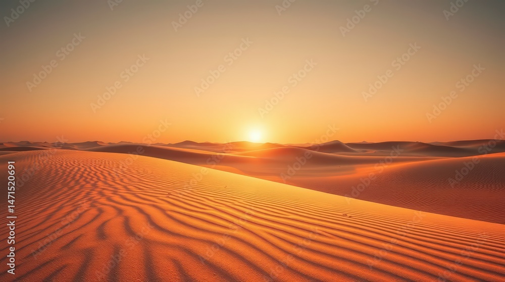 Naklejka premium Desert Sunset Over the Sand Dunes