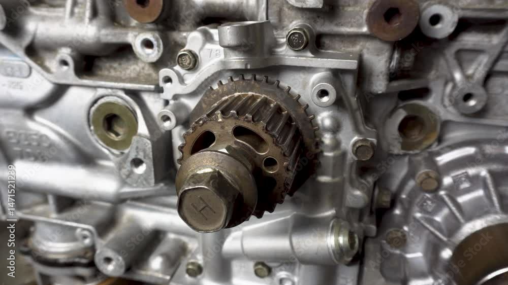 Car service. Engine on a stand for repair in a repair shop. Car repair concept. Car maintenance Car service. Engine on a stand for repair in a repair shop. Car repair concept. Car maintenance