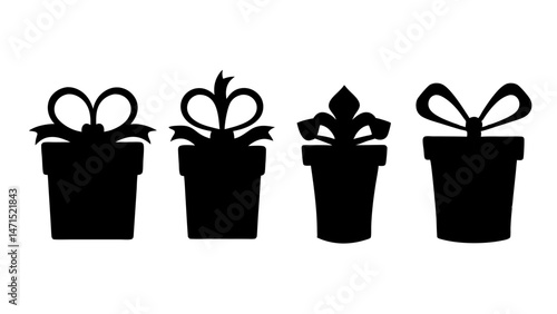 Gift box icons in Trendy Flat style. Gift boxes with ribbon icons set