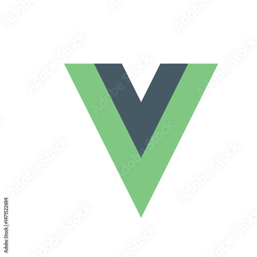 Illustration of a stylized v shape with green and gray layers on a white background in vector format