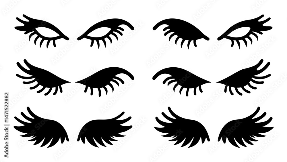 Obraz premium Set of eyelashes silhouette
