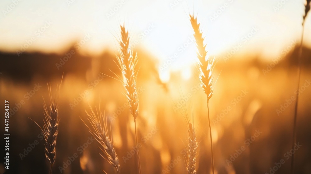 Golden wheat stalks illuminated by the setting sun, creating a warm and peaceful summer landscape. The sun's rays backlight the delicate details of the plants. : Generative AI Golden wheat stalks illuminated by the setting sun, creating a warm and peaceful summer landscape. The sun's rays backlight the delicate details of the plants. : Generative AI