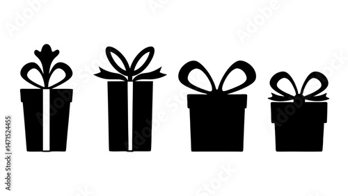 Gift box icons in Trendy Flat style. Gift boxes with ribbon icons set