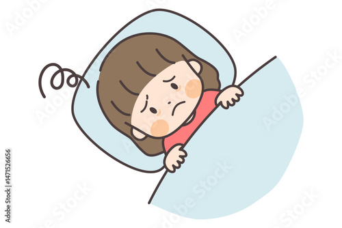 眠れなくて困る子供のイラスト