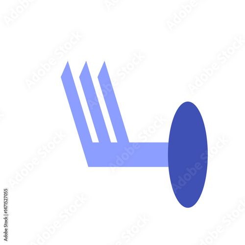 Illustration of a weather symbol depicting moderate wind with a circle on the right side of the image plane