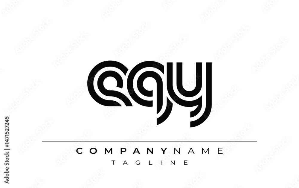 Fototapeta premium EQY Creative Unique Modern Letter Logo Design. Stylized logo featuring a unique letter design, presenting abstract minimalist aesthetics and modern appeal.