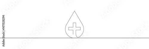 Continuous line drawing of blood drop. Blood drop line icon. One line drawing background. Vector illustration. Line art of blood drop icon . Vector Illustration . EPS 10 .