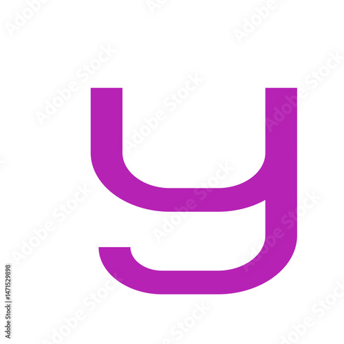 Illustration of a stylized letter y in purple against a white background in a minimalist and modern design
