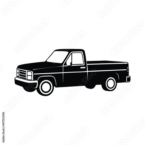 Pickup truck automotive silhouette on white  background
