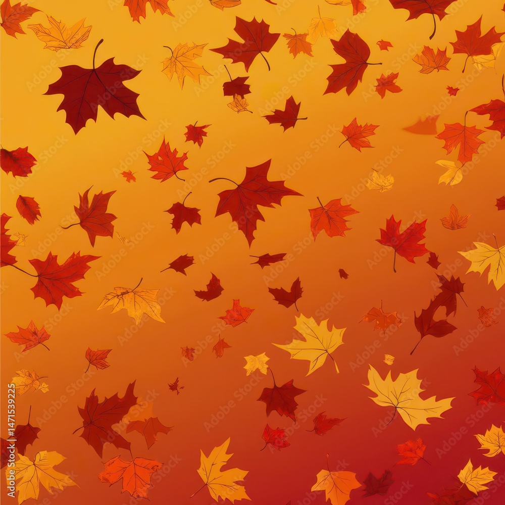 A vibrant illustration of falling autumn leaves against a gradient background. A vibrant illustration of falling autumn leaves against a gradient background.