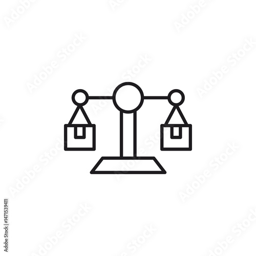 Balance Scale with Boxes: Fair Weight Distribution Icon