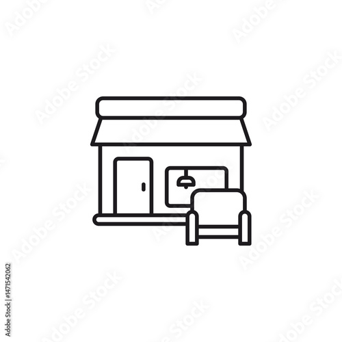 Furniture Store Icon: Shopfront and Armchair Illustration