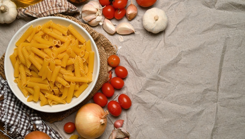 Preparing delicious pasta dish with fresh ingredients home kitchen recipe guide cozy environment overhead view culinary inspiration Preparing delicious pasta dish with fresh ingredients home kitchen recipe guide cozy environment overhead view culinary inspiration