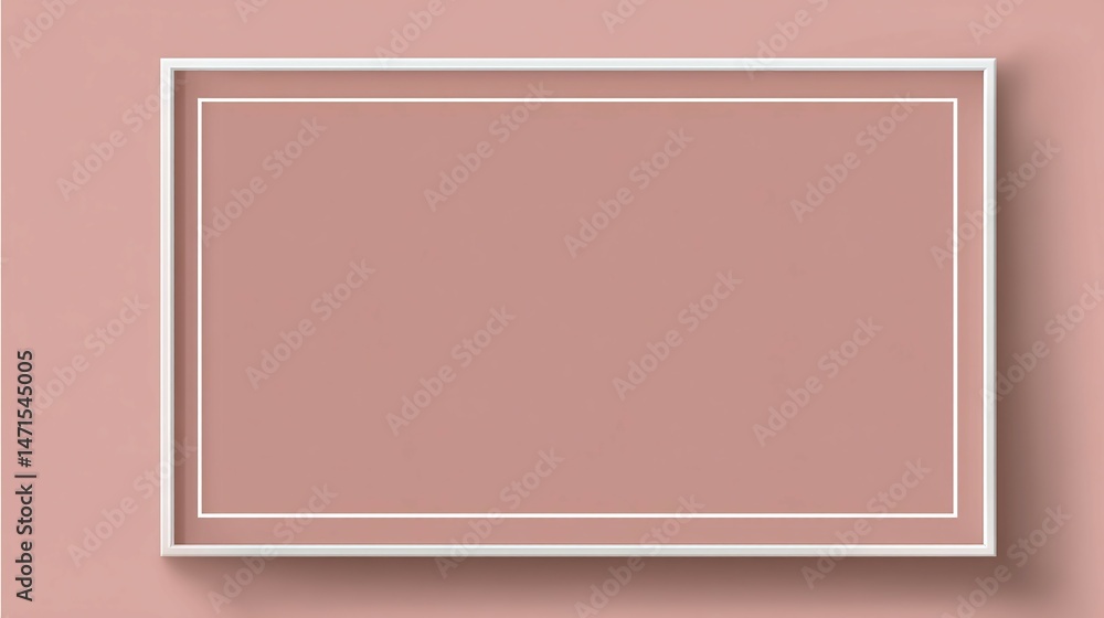 Fototapeta premium Rectangular frame with a light border on a solid pink background.