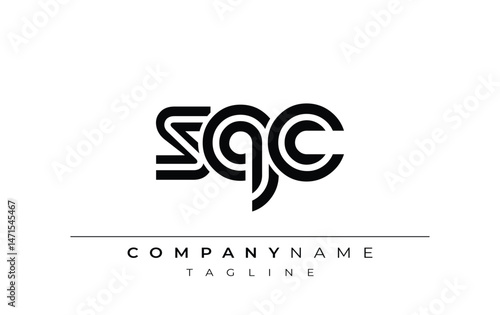 SQC Creative Unique Modern Letter Logo Design. Stylized logo featuring a unique letter design, presenting abstract minimalist aesthetics and modern appeal.