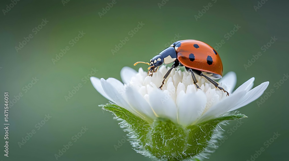 Ladybug on a white flower Ladybug on a white flower