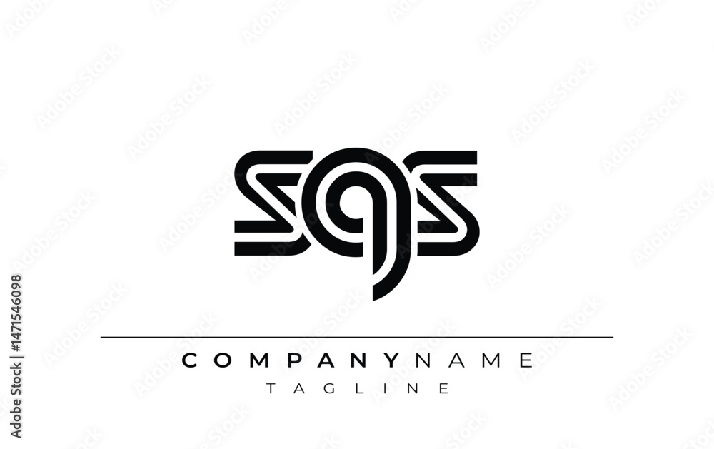 Fototapeta premium SQS Creative Unique Modern Letter Logo Design. Stylized logo featuring a unique letter design, presenting abstract minimalist aesthetics and modern appeal.