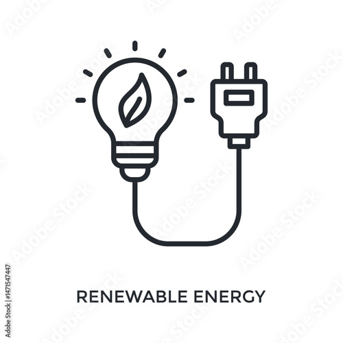 Renewable Energy Icon Outline Style. Vector Illustration For Graphic Design