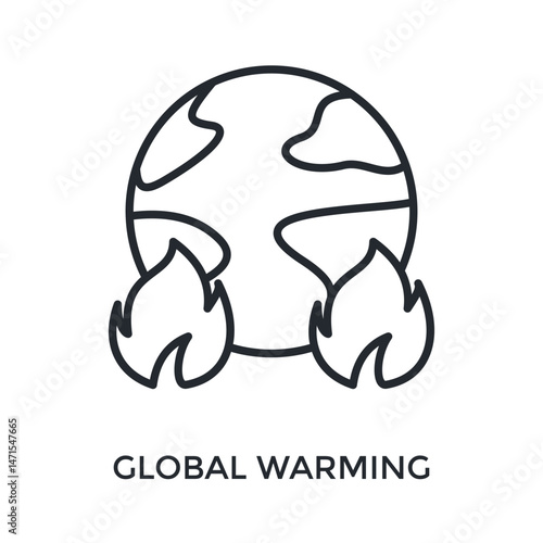 Global Warming Icon Outline Style. Vector Illustration For Graphic Design