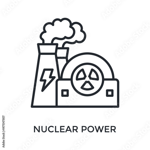 Nuclear Power Icon Outline Style. Vector Illustration For Graphic Design