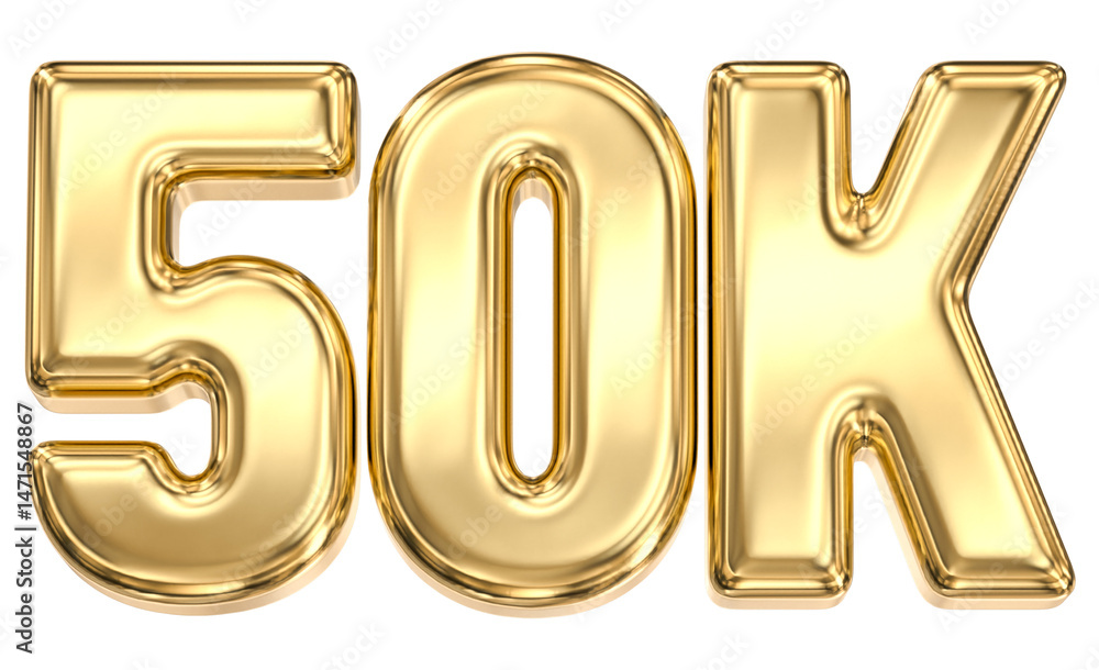 50K Number Follow 3D Gold Follow 3D Render 50K Number Follow 3D Gold Follow 3D Render