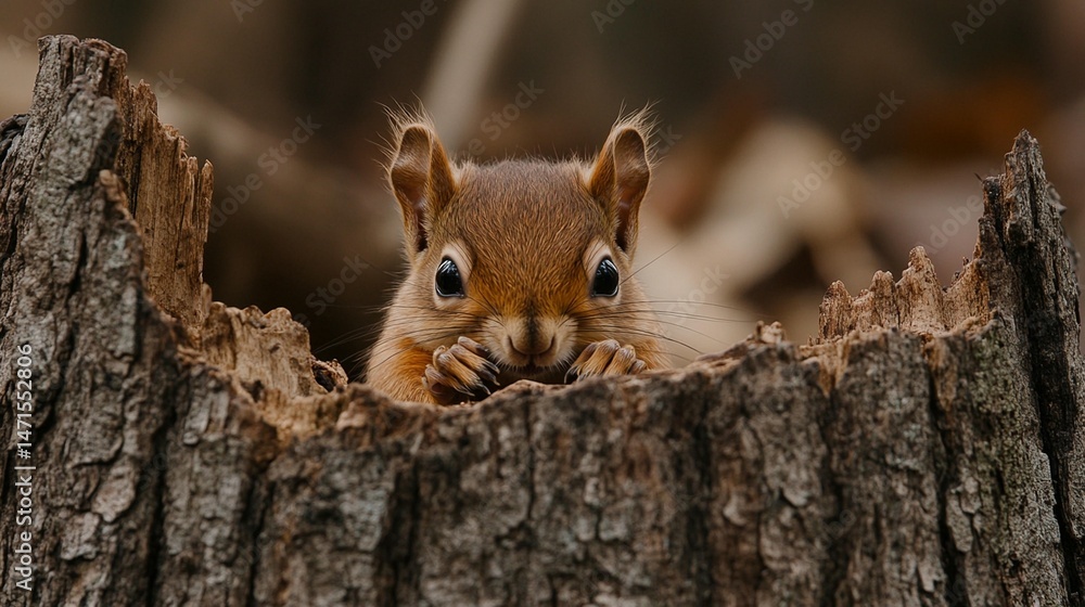 Fototapeta premium Squirrel in Tree Stump