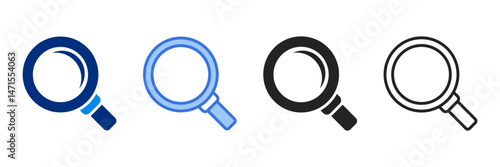 Magnifying Glass Icon Set Multiple Style Vector Illustration 