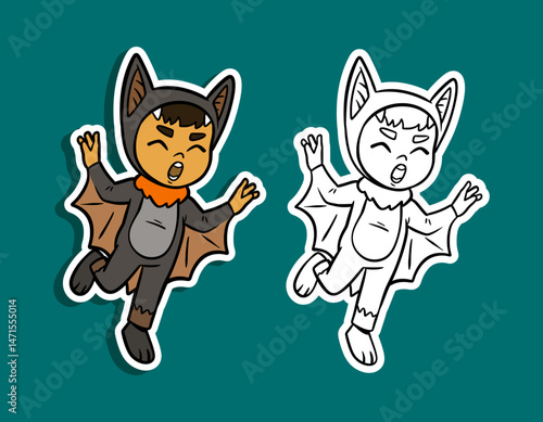 Child in a Bat Costume for Halloween
