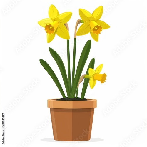 Wallpaper Mural Potted plant Daffodil daffodils illustration flower. Torontodigital.ca