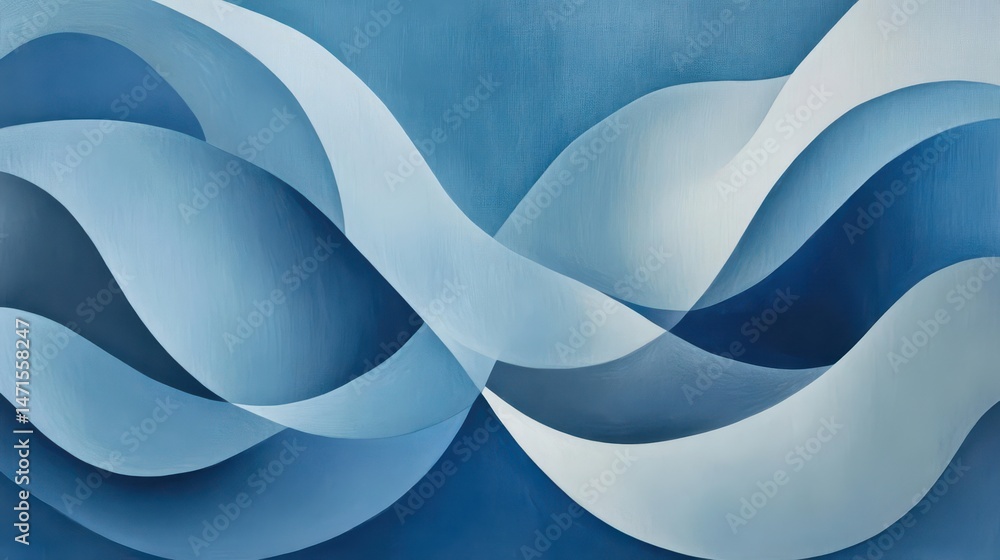 Obraz premium Abstract waves in varying shades of blue create a serene, flowing composition.