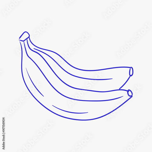 Two ripe bananas with a smooth curve displayed on a plain background for a simple and clean illustration of fruit