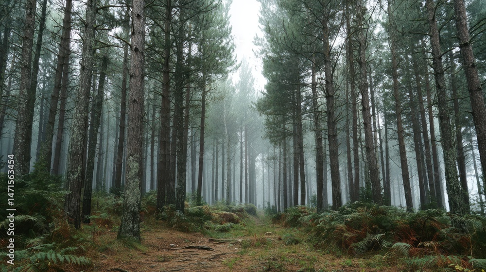 A pine forest stretches endlessly, filling the air with a fresh scent A pine forest stretches endlessly, filling the air with a fresh scent