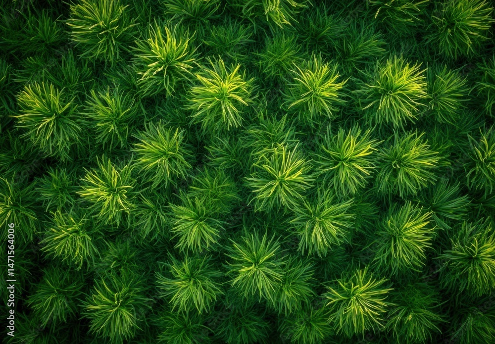 A vibrant overhead shot showcasing a dense collection of bright green and lime-green coniferous plants, creating a lush textured pattern. : Generative AI A vibrant overhead shot showcasing a dense collection of bright green and lime-green coniferous plants, creating a lush textured pattern. : Generative AI